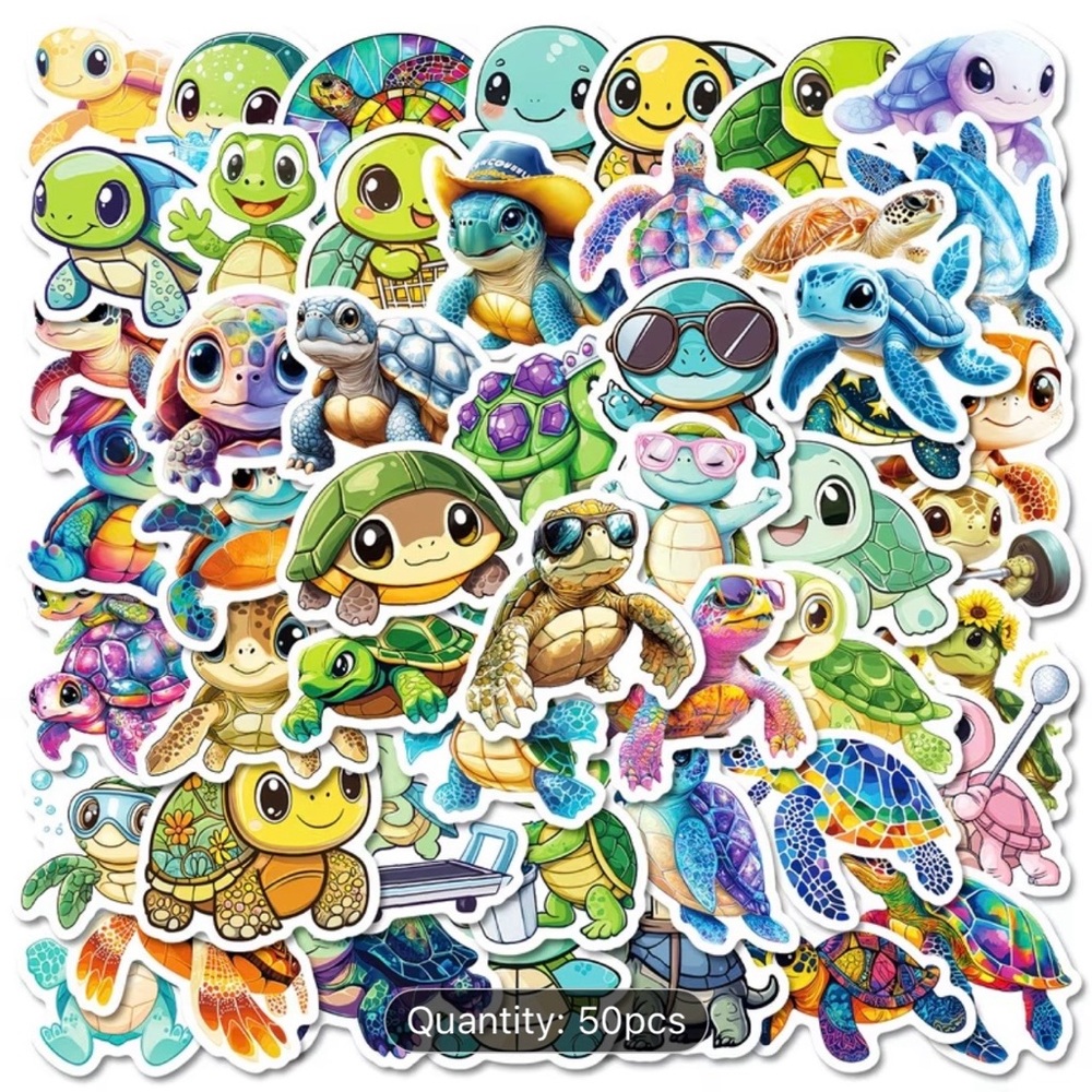 50 Colorful Turtle Stickers